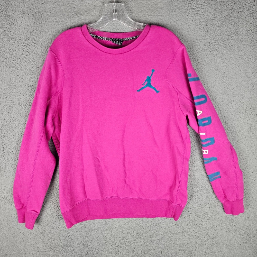 Jordan Sweatshirt Mens L Pink 619445-670 Jumpman Graphic Logo Pullover Fleece